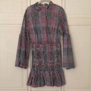 English factory gingham bell sleeve smocked dress
